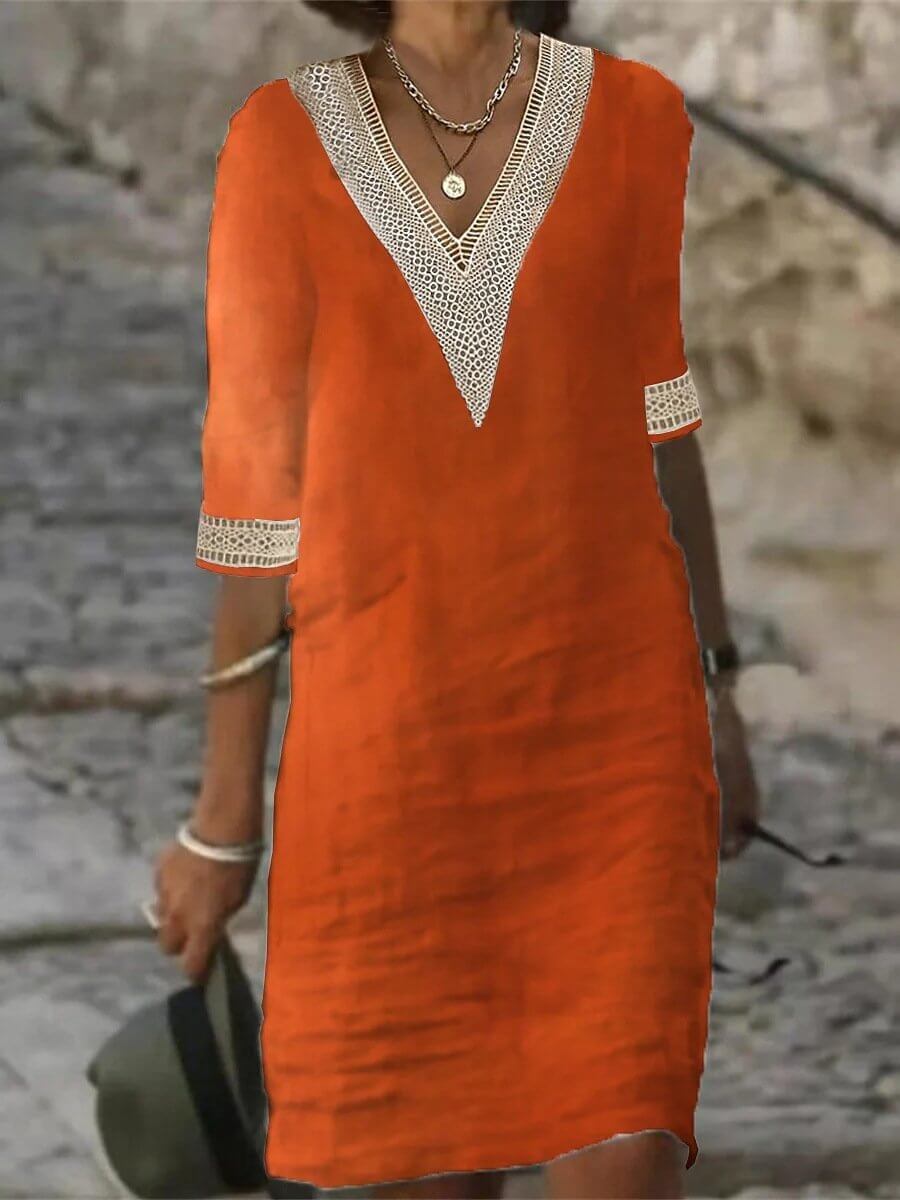 Arianne - Elegante vestido de ganchillo con escote en V para mujer