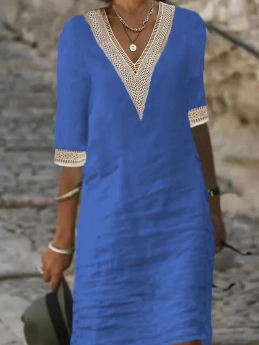 Arianne - Elegante vestido de ganchillo con escote en V para mujer