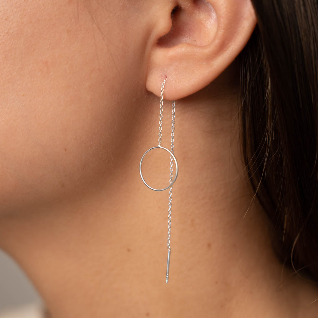 Aros de Hilo en Forma de Círculo - Aros Largos Colgantes