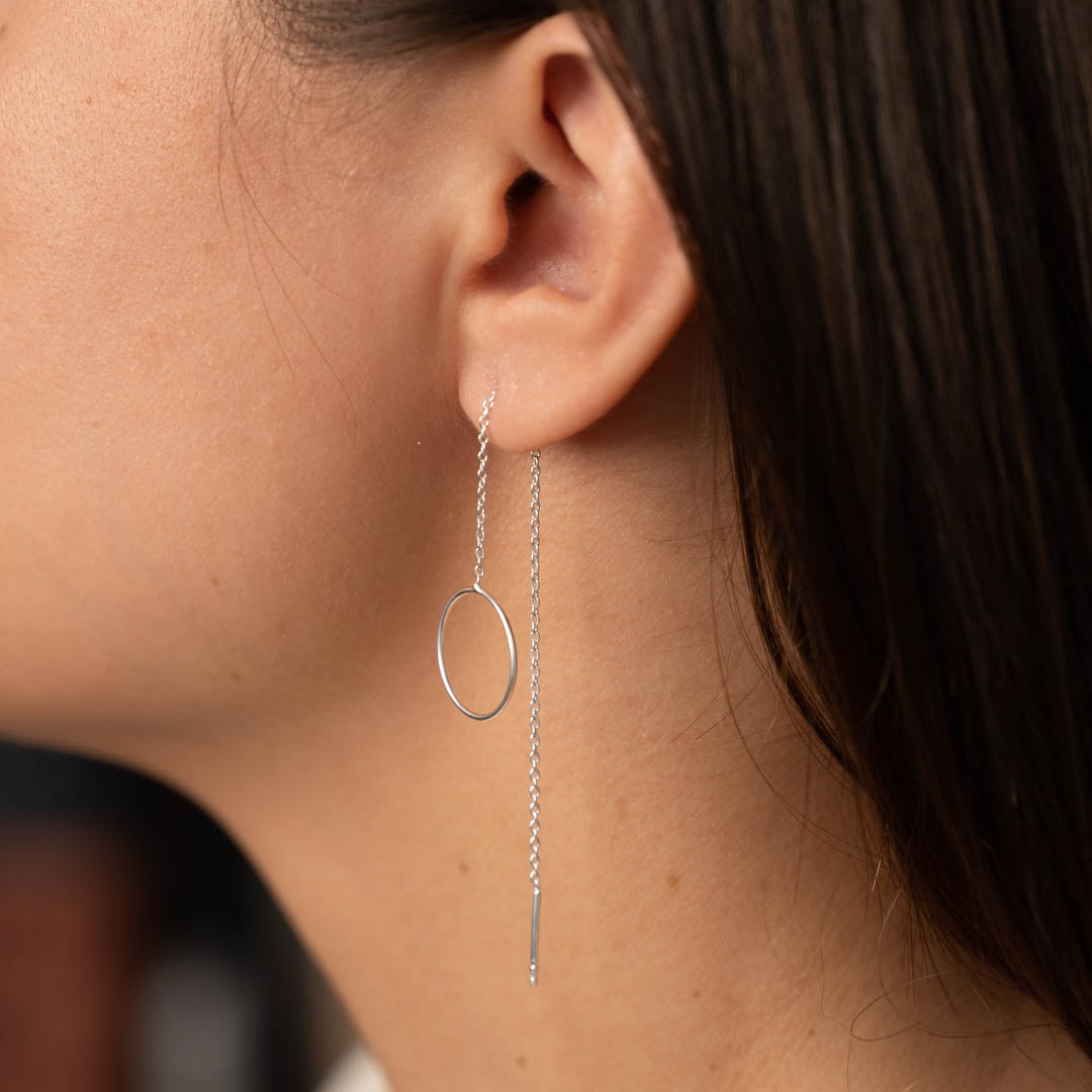 Aros de Hilo en Forma de Círculo - Aros Largos Colgantes
