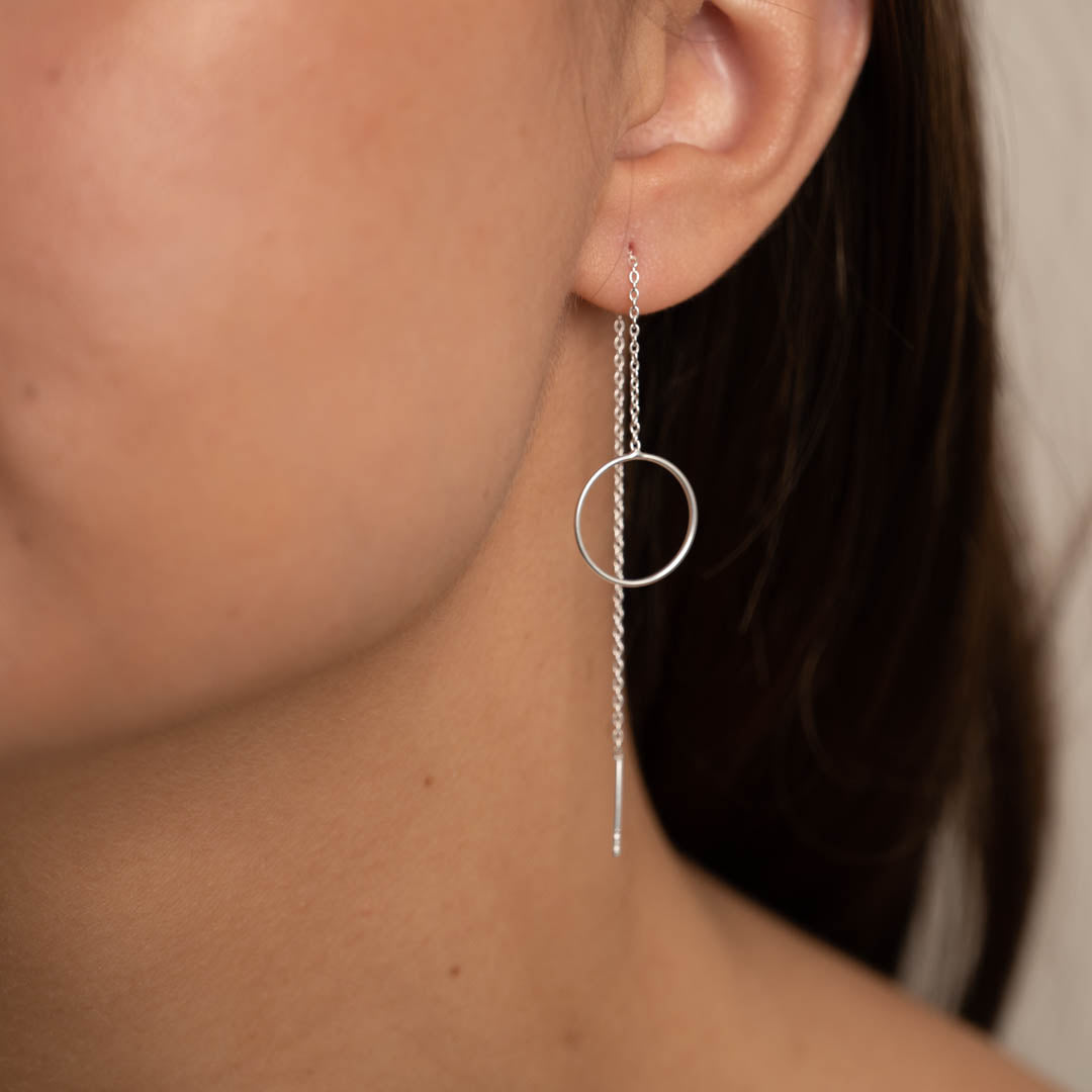 Aros de Hilo en Forma de Círculo - Aros Largos Colgantes