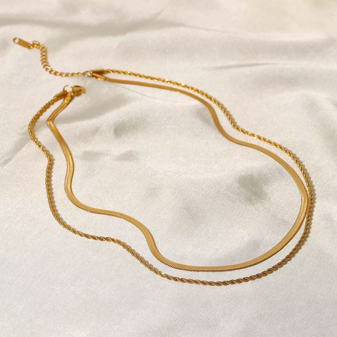 Ios – Collar de doble capa con recubrimiento de oro