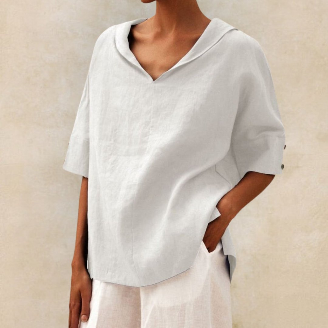 Lena – Blusa casual con escote en V para damas