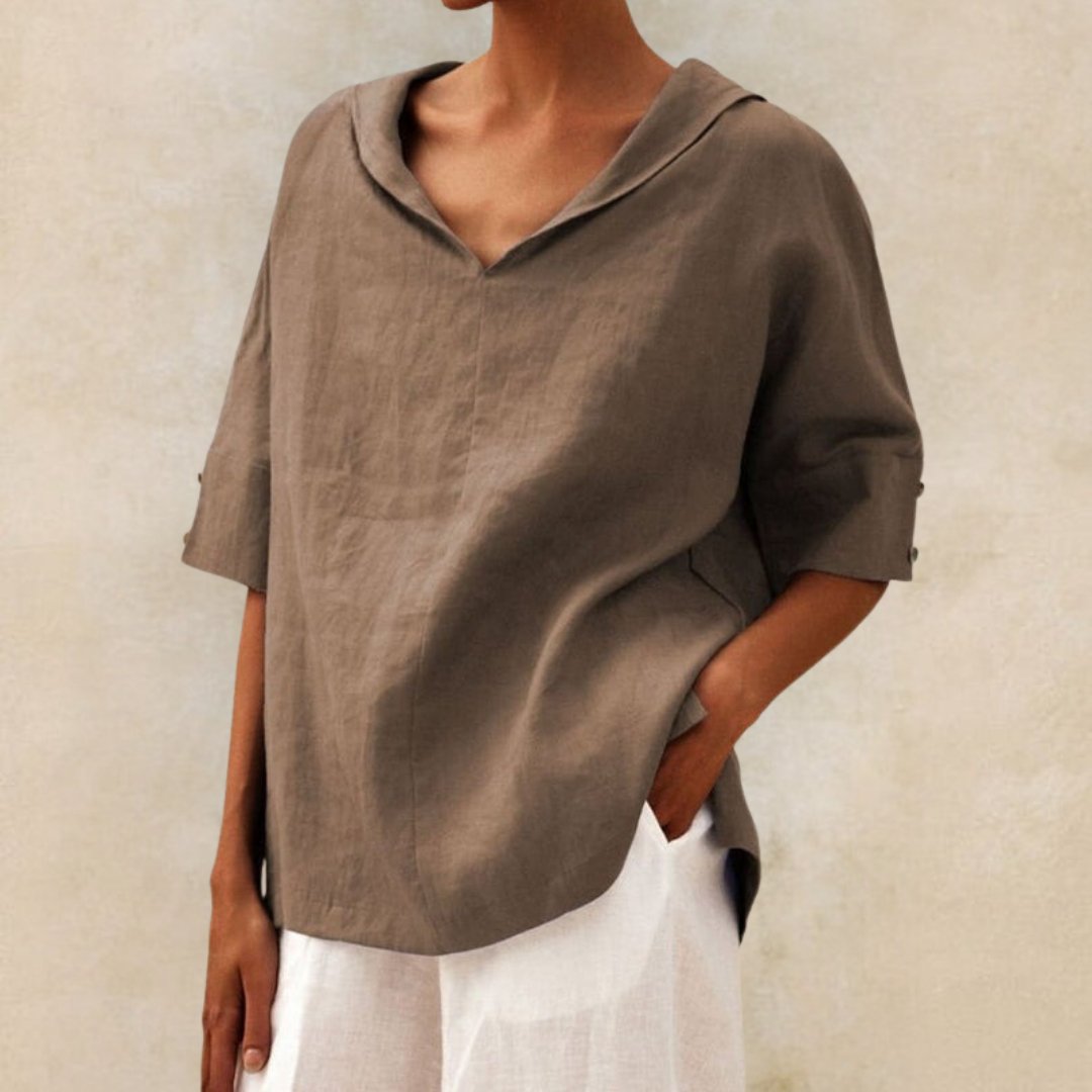 Lena – Blusa casual con escote en V para damas