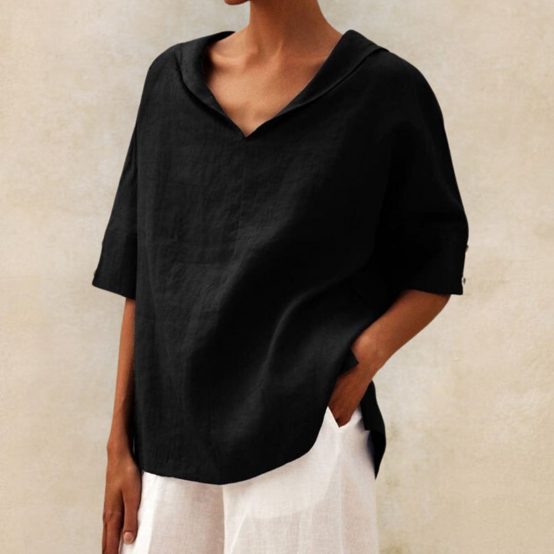 Lena – Blusa casual con escote en V para damas
