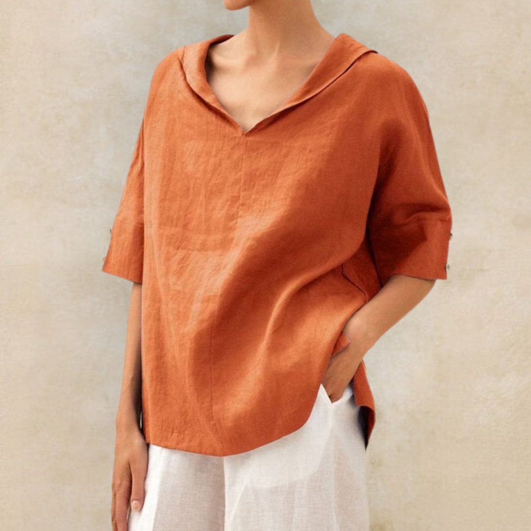 Lena – Blusa casual con escote en V para damas
