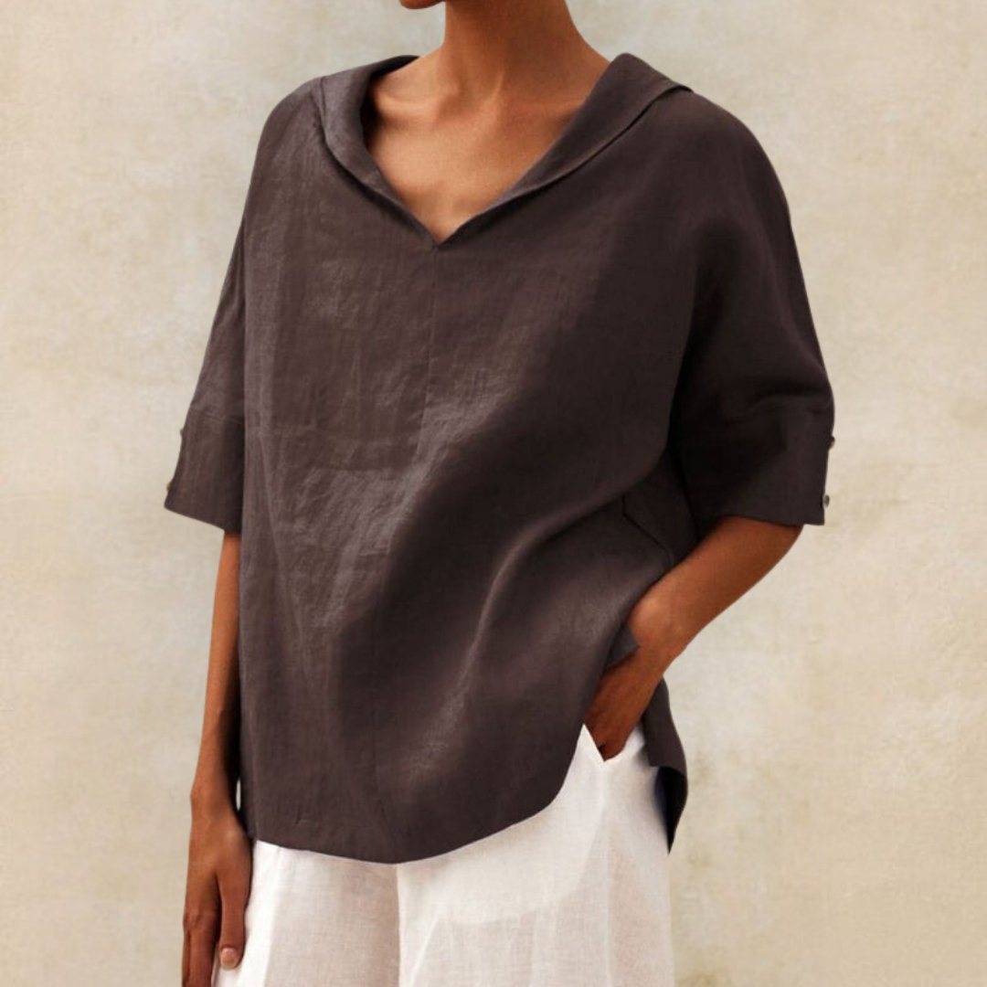 Lena – Blusa casual con escote en V para damas