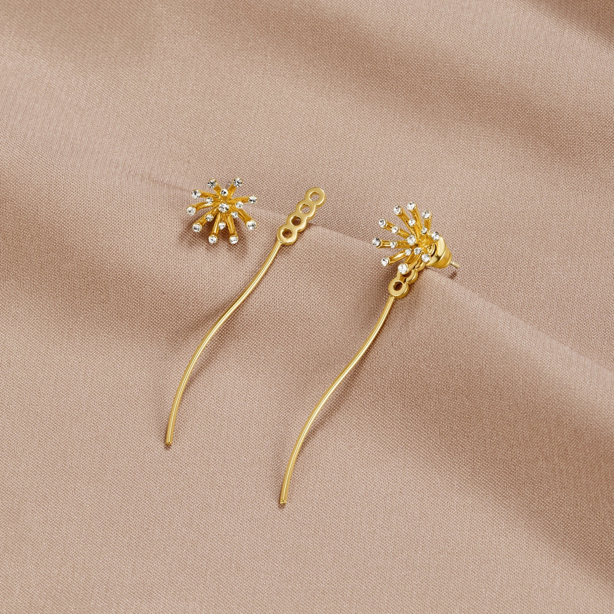 Desea algo Pendientes de diente de león de oro de 18K