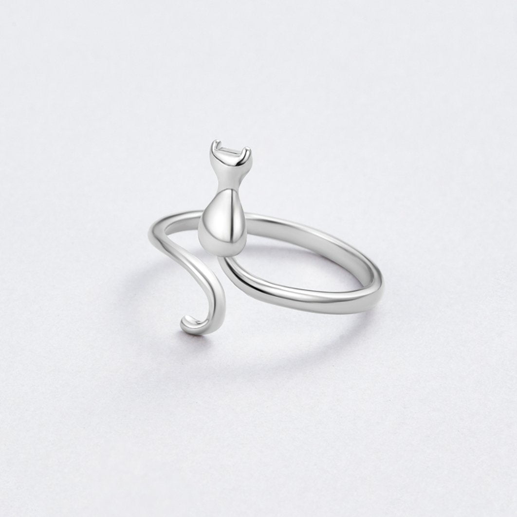 Mindy – Anillo gato plata mística