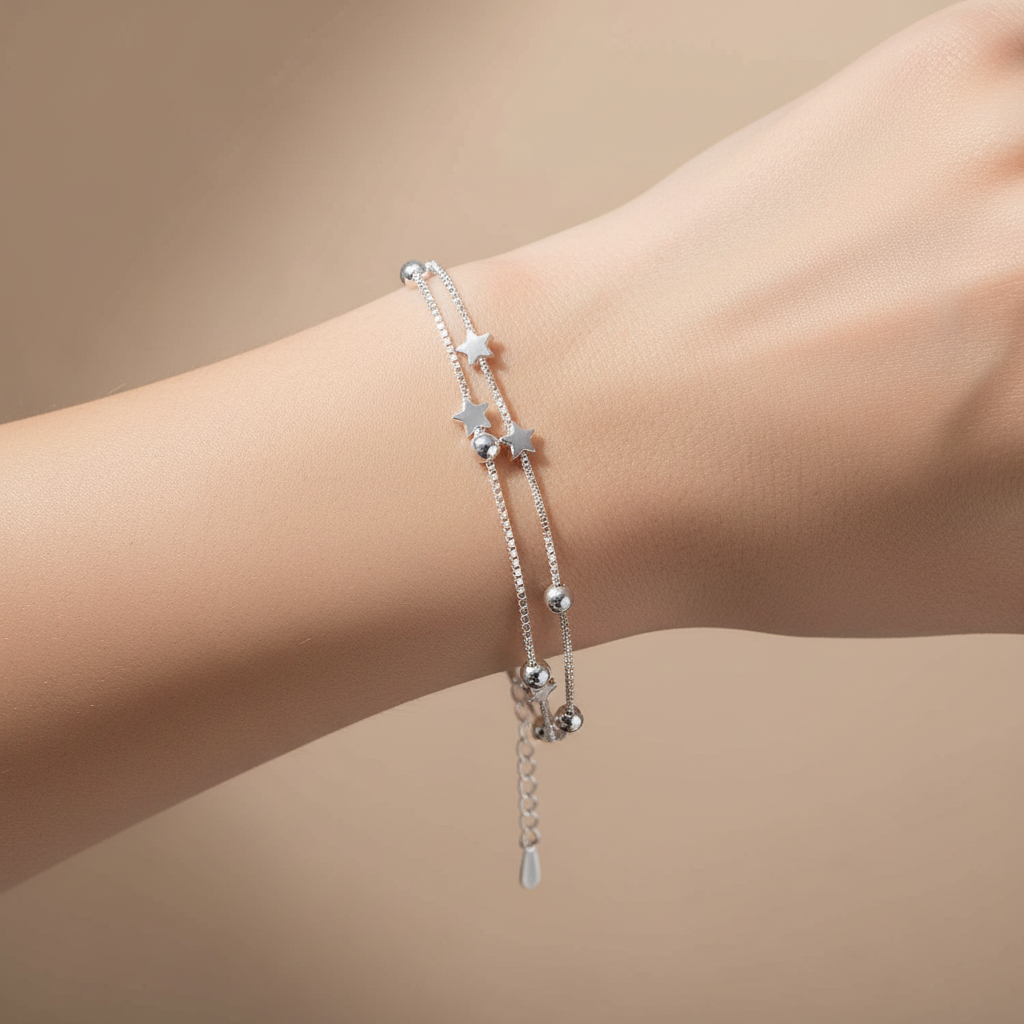 Yuna – Pulsera doble círculo estrella estilo coreano