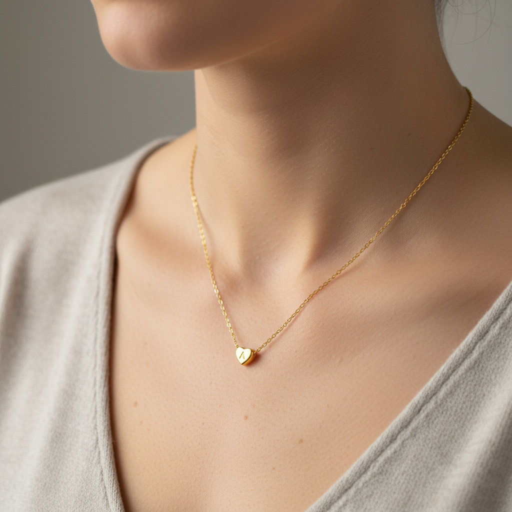 Amora – Collar con Iniciales en Forma de Corazón Baño de Oro