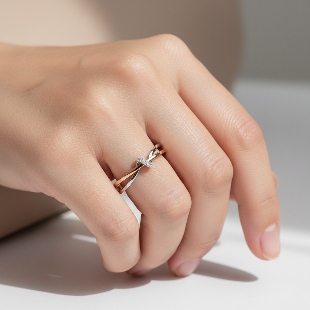 Eleane – Anillo Infinito Bicolor Elegante