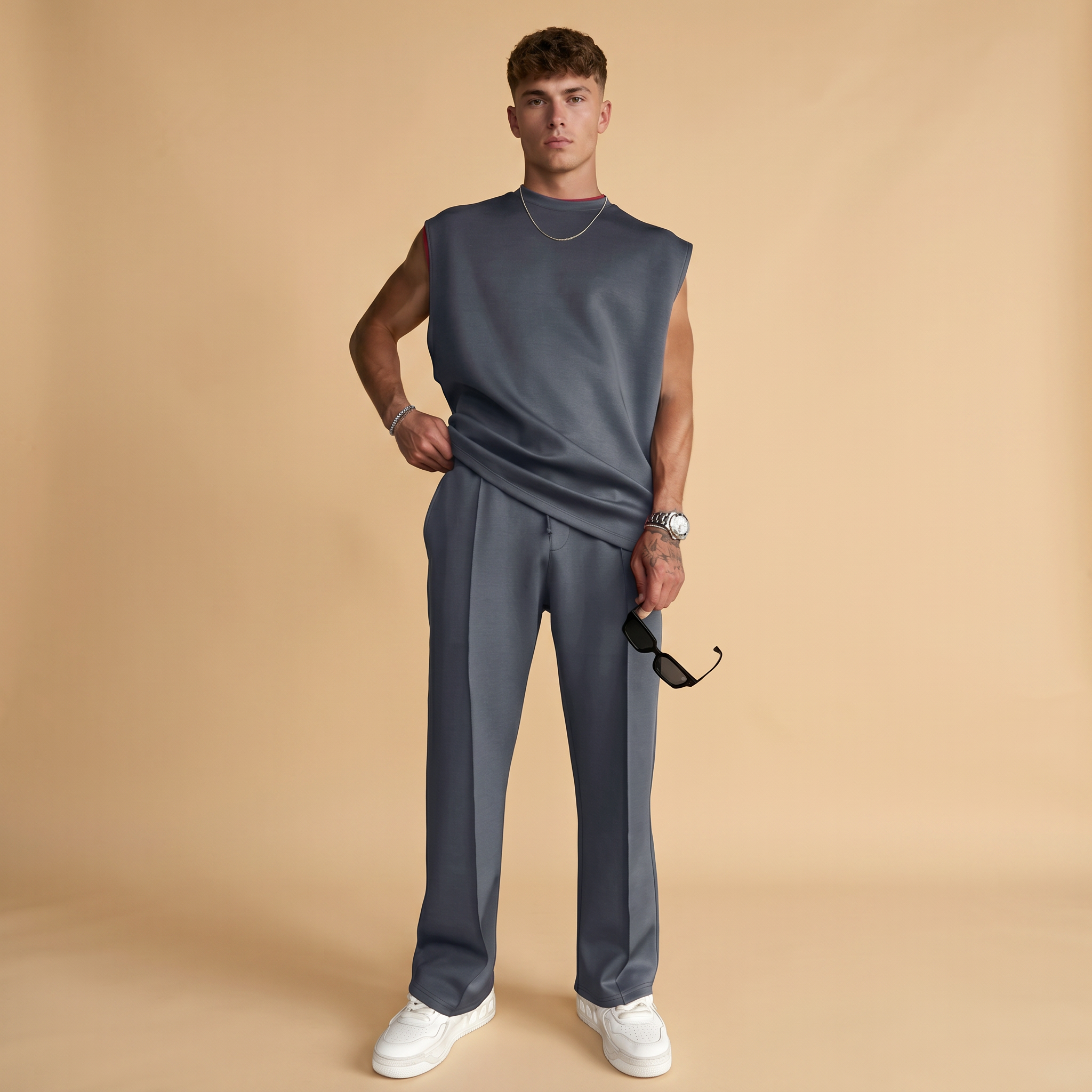 Kody - Conjunto de Camiseta Sin Mangas Minimalista y Pantalones
