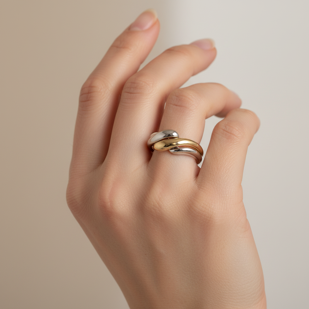 Elaine – Anillo S925 de plata con ola de agua irregular