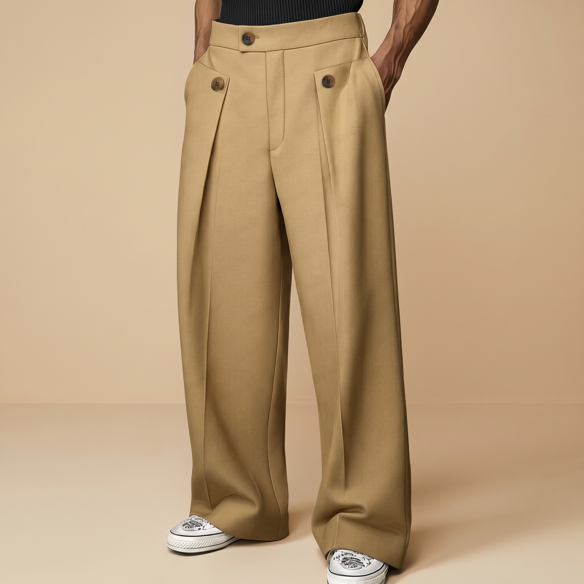 John - Pantalones Holgados y Estilosos de Cintura Alta