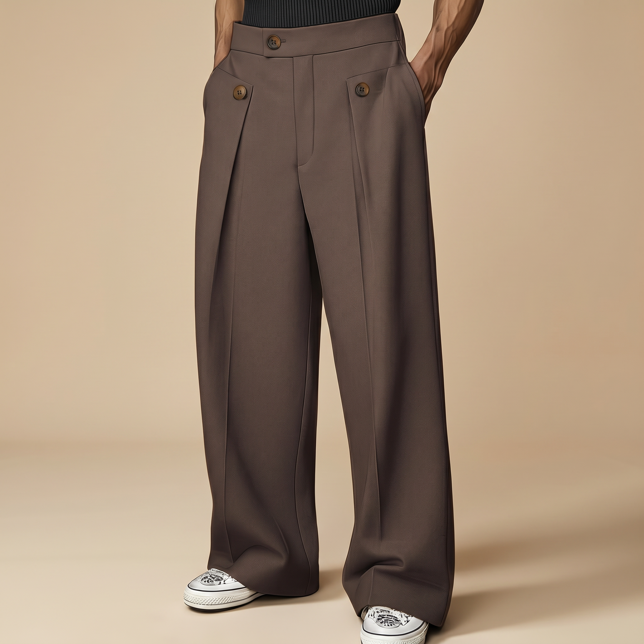 John - Pantalones Holgados y Estilosos de Cintura Alta