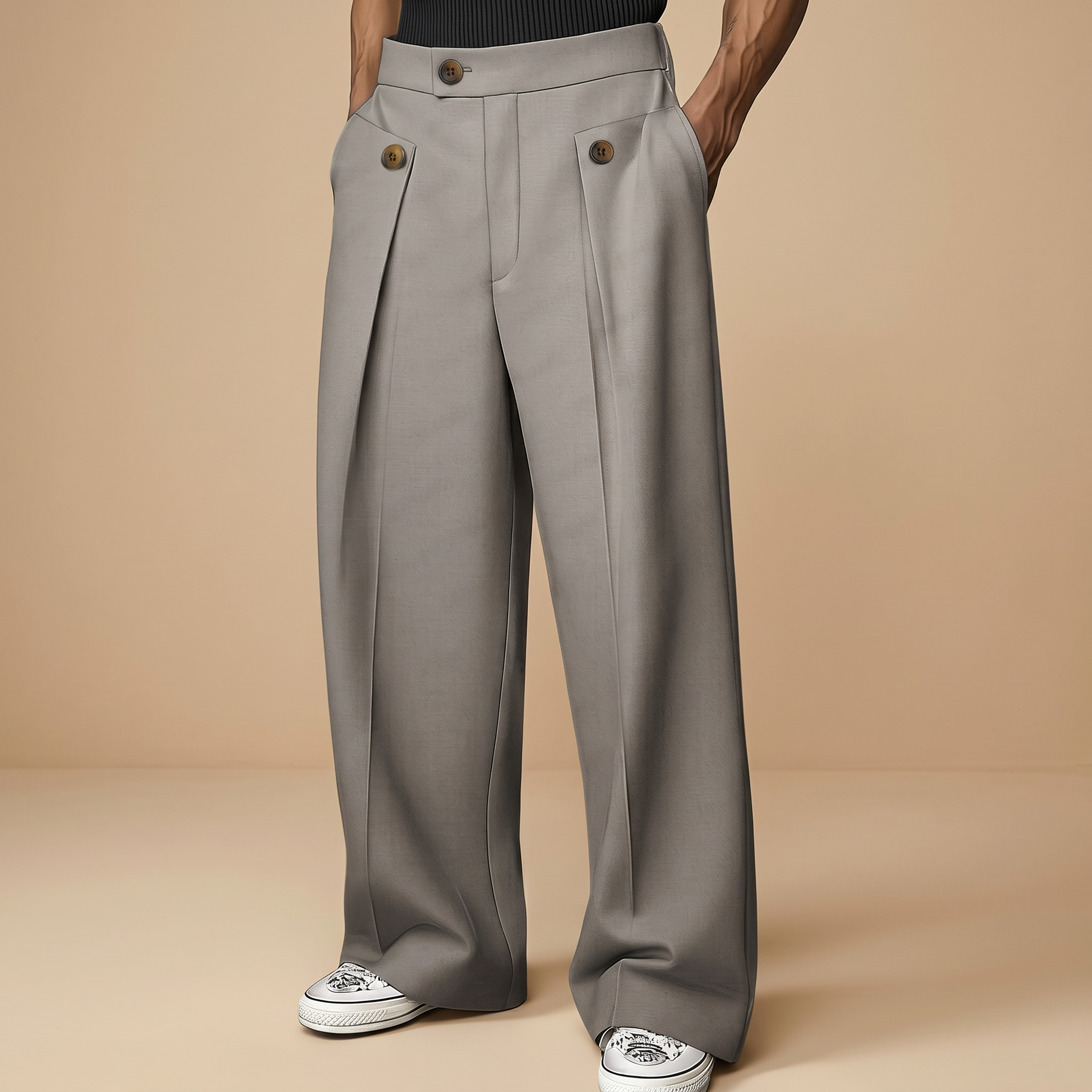 John - Pantalones Holgados y Estilosos de Cintura Alta