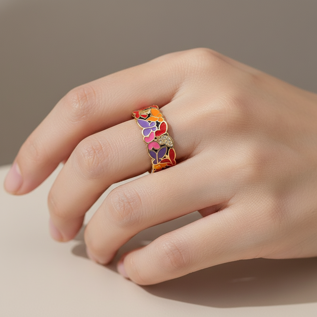 Kamille – Anillo Camille Grande Motivo de Hoja Azul