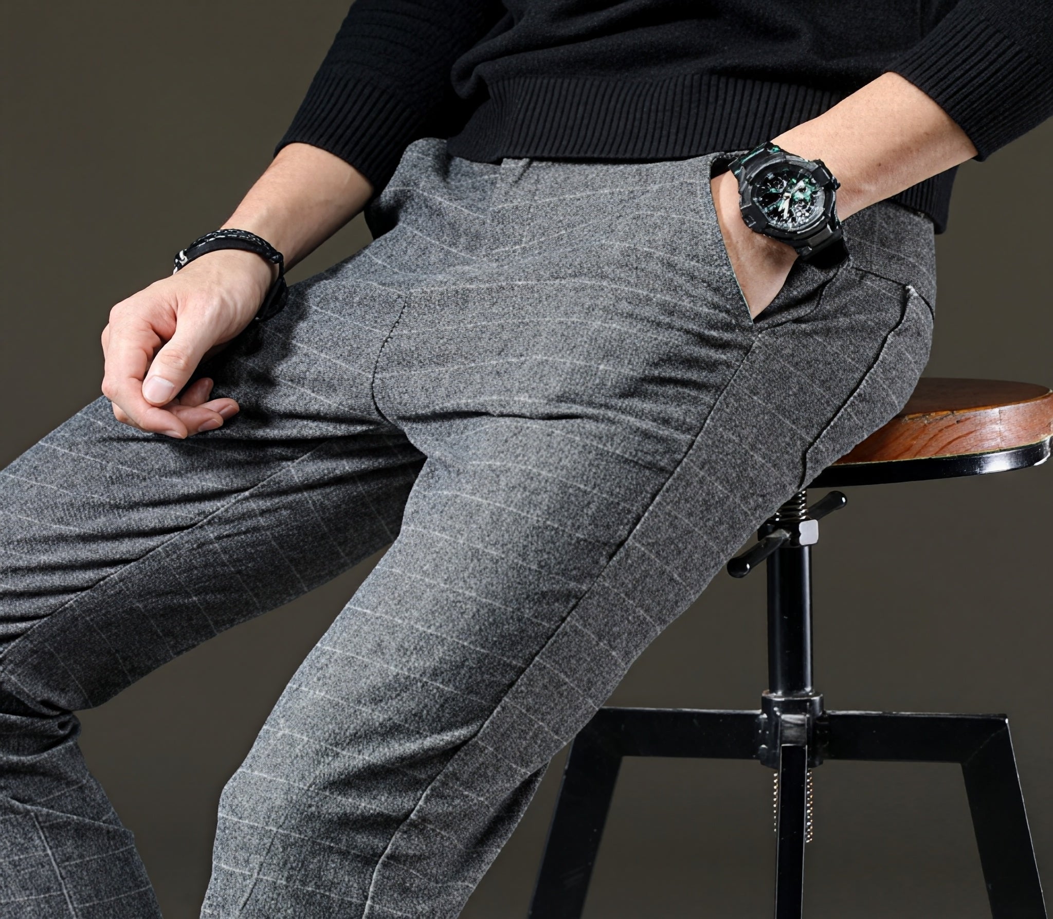 Alexander - Pantalones de tela con diseño de cuadros