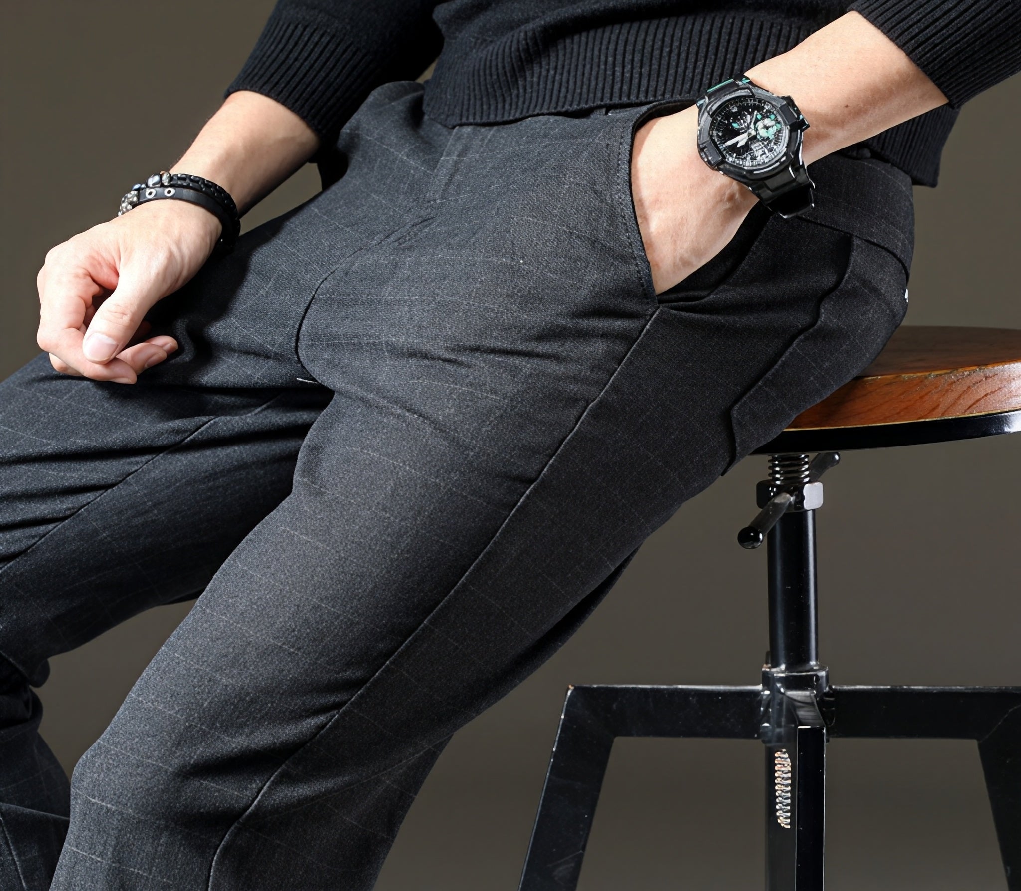 Alexander - Pantalones de tela con diseño de cuadros