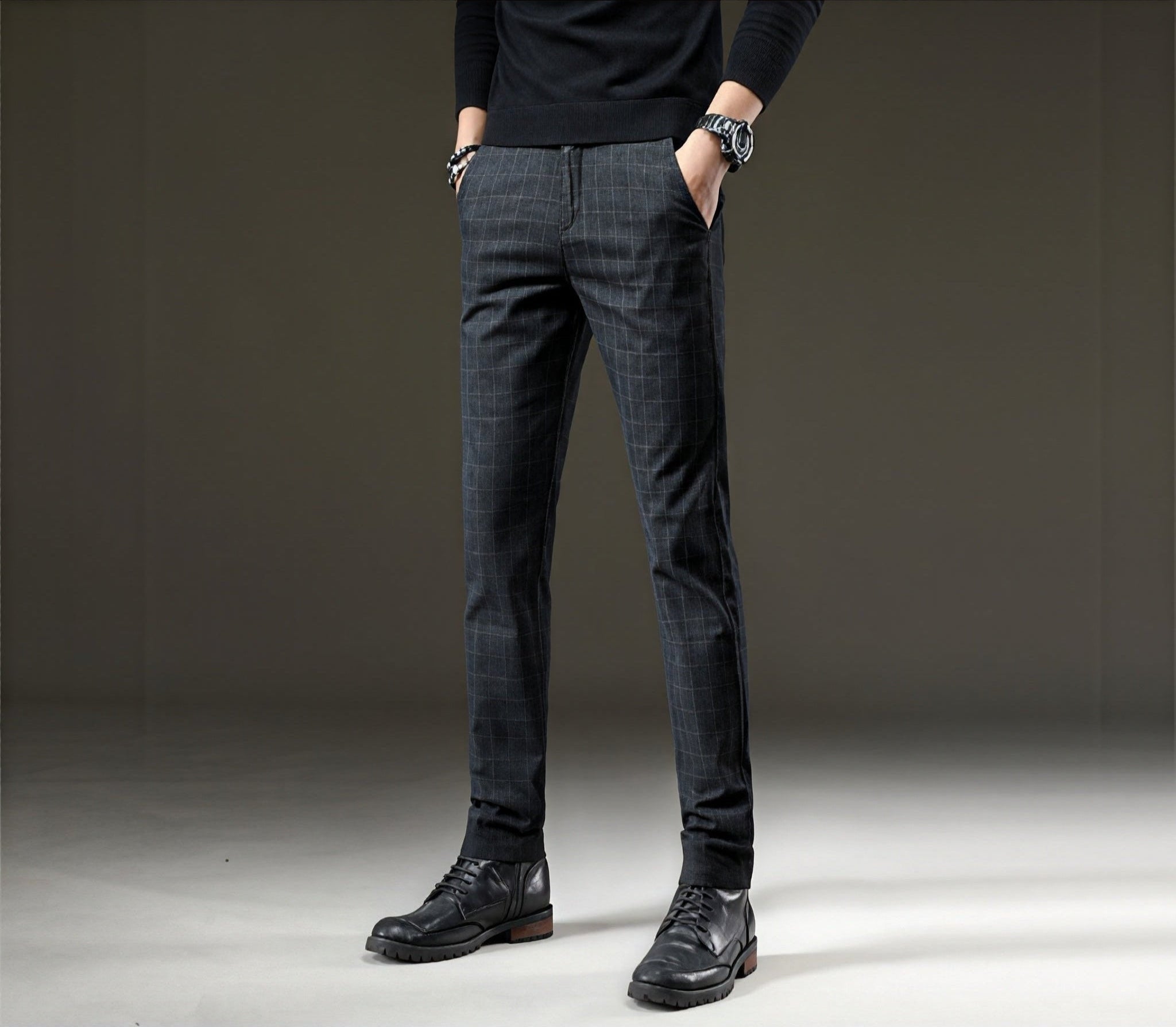 Alexander - Pantalones de tela con diseño de cuadros