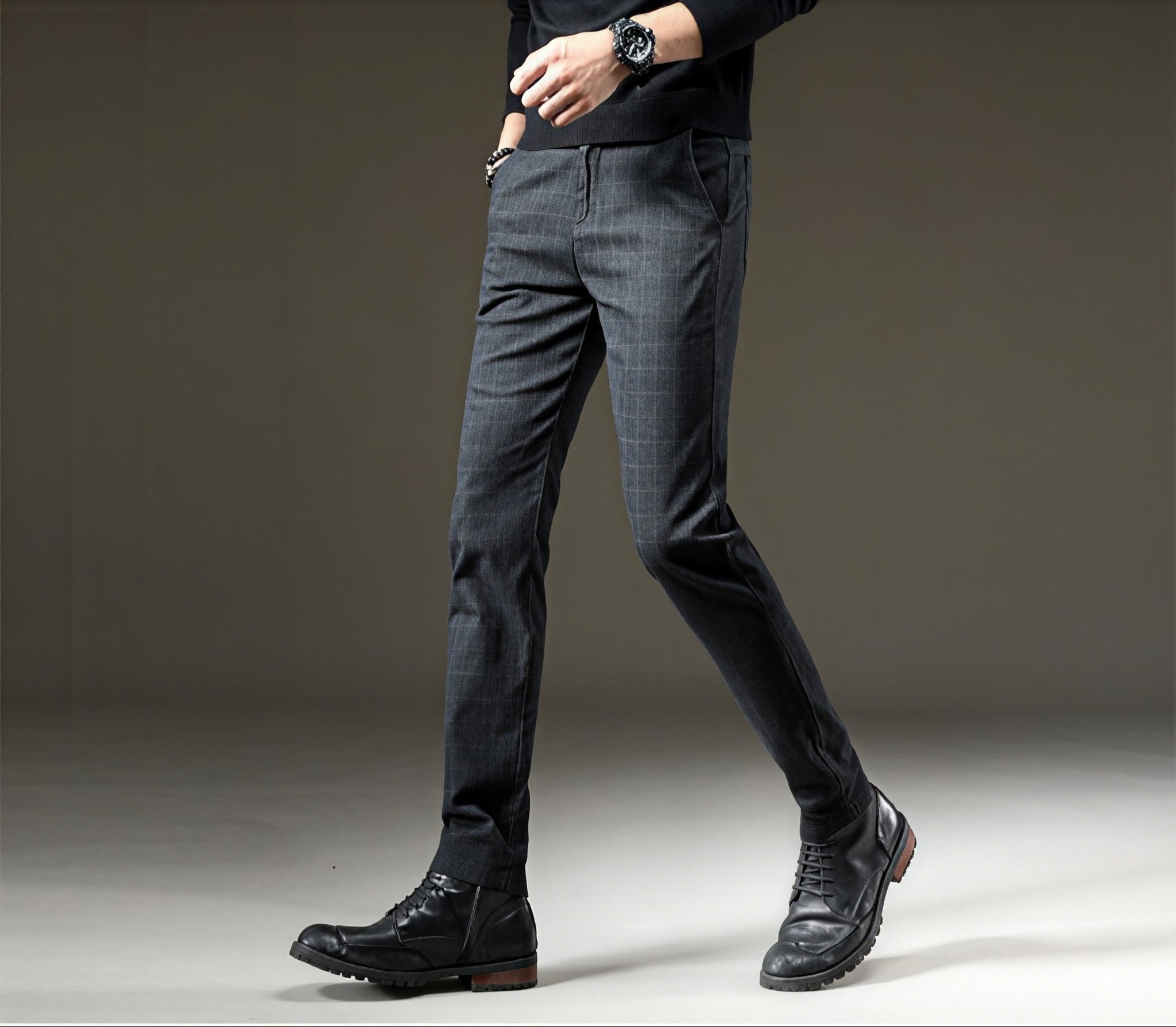 Alexander - Pantalones de tela con diseño de cuadros