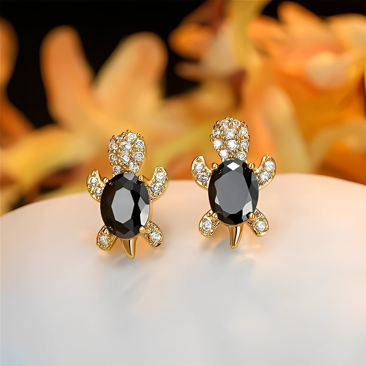 Talia – Pendientes de Tortuga Marina de Plata y Circonitas