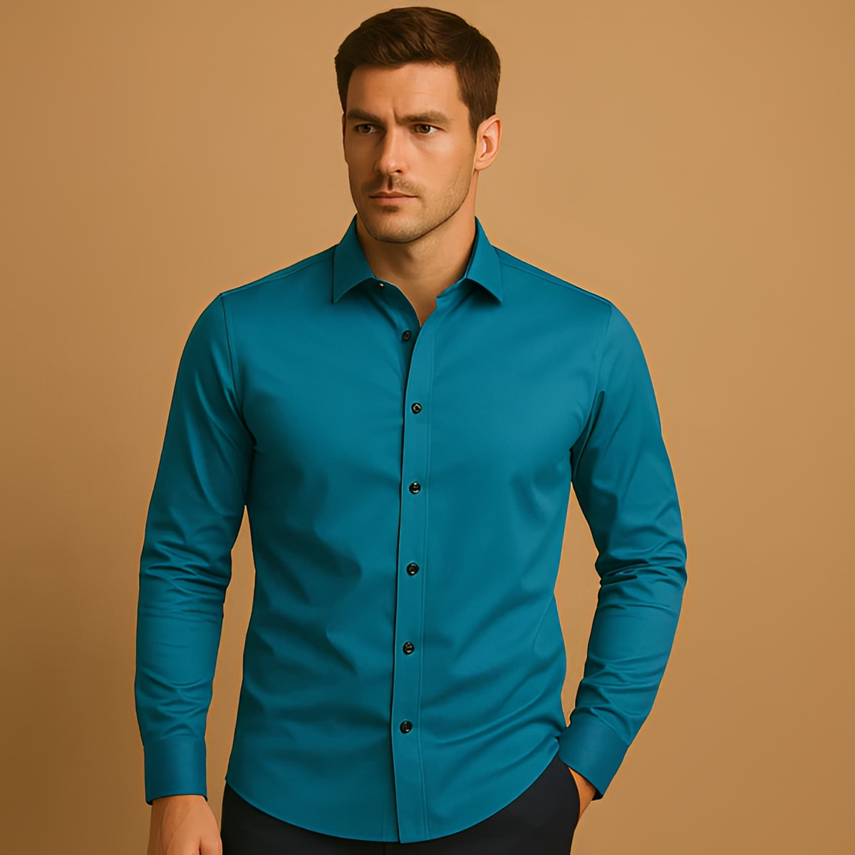 Aldous - Camisa con corte formal elástico para hombres