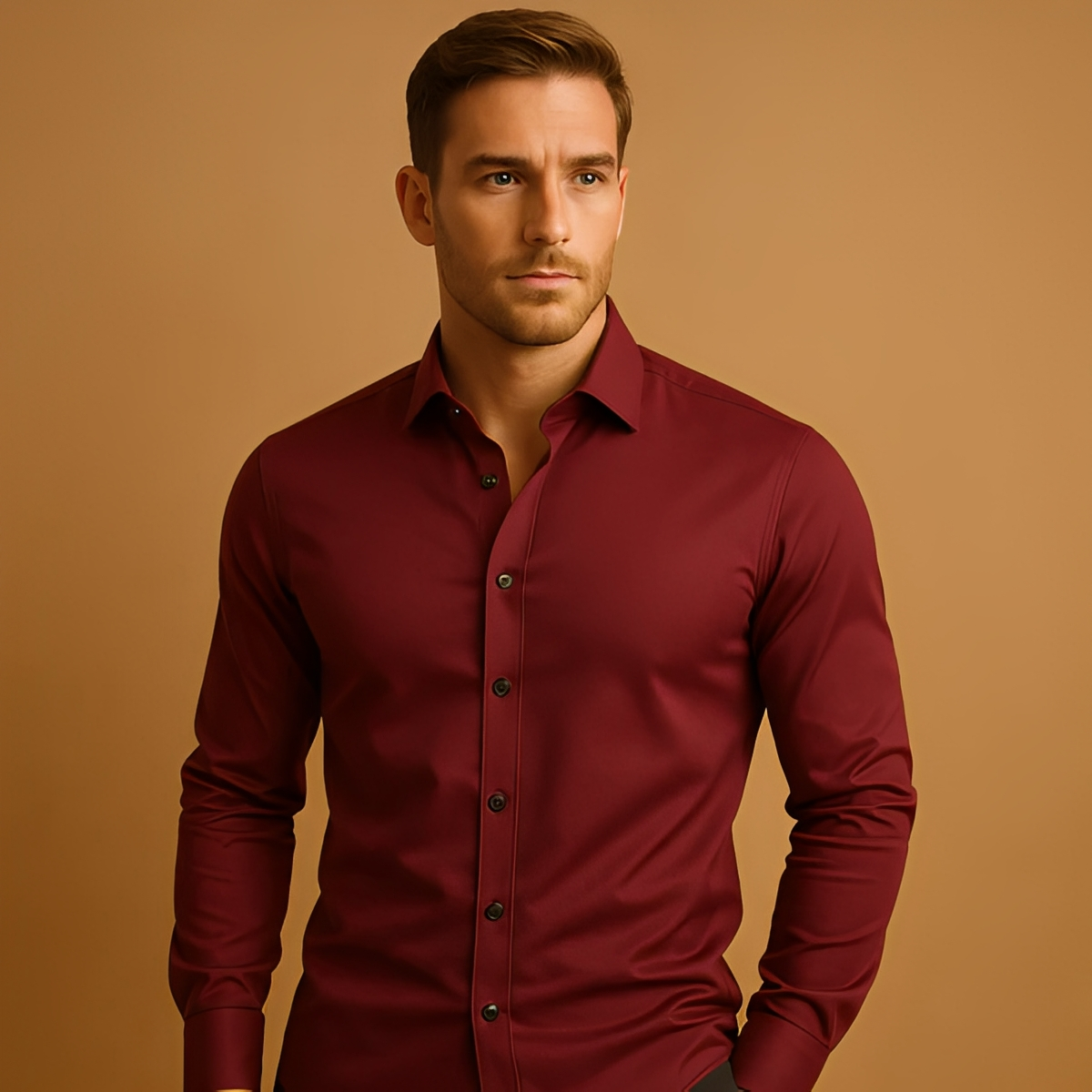 Aldous - Camisa con corte formal elástico para hombres