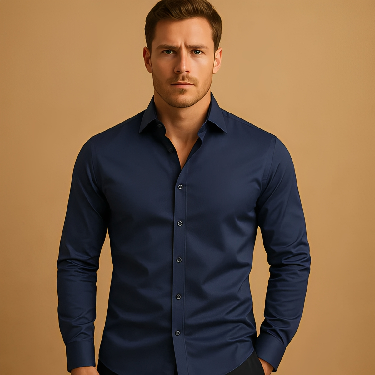 Aldous - Camisa con corte formal elástico para hombres