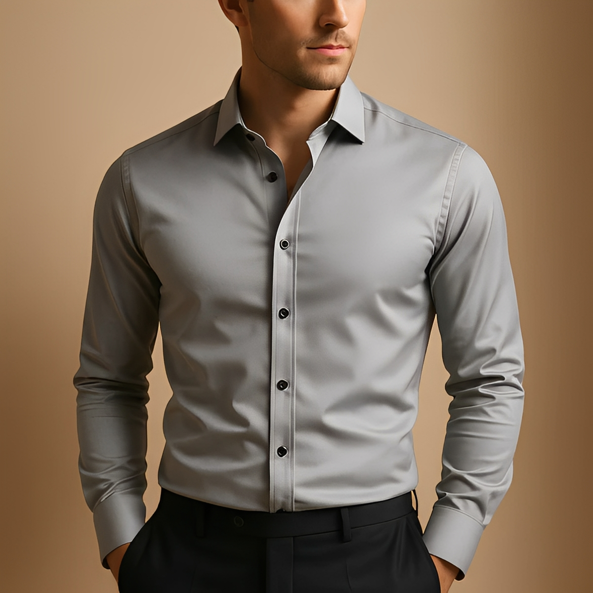 Aldous - Camisa con corte formal elástico para hombres