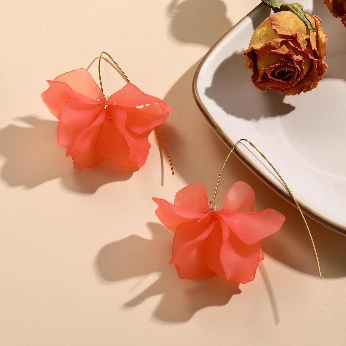Fariba - Pendientes de aro con flores primaverales
