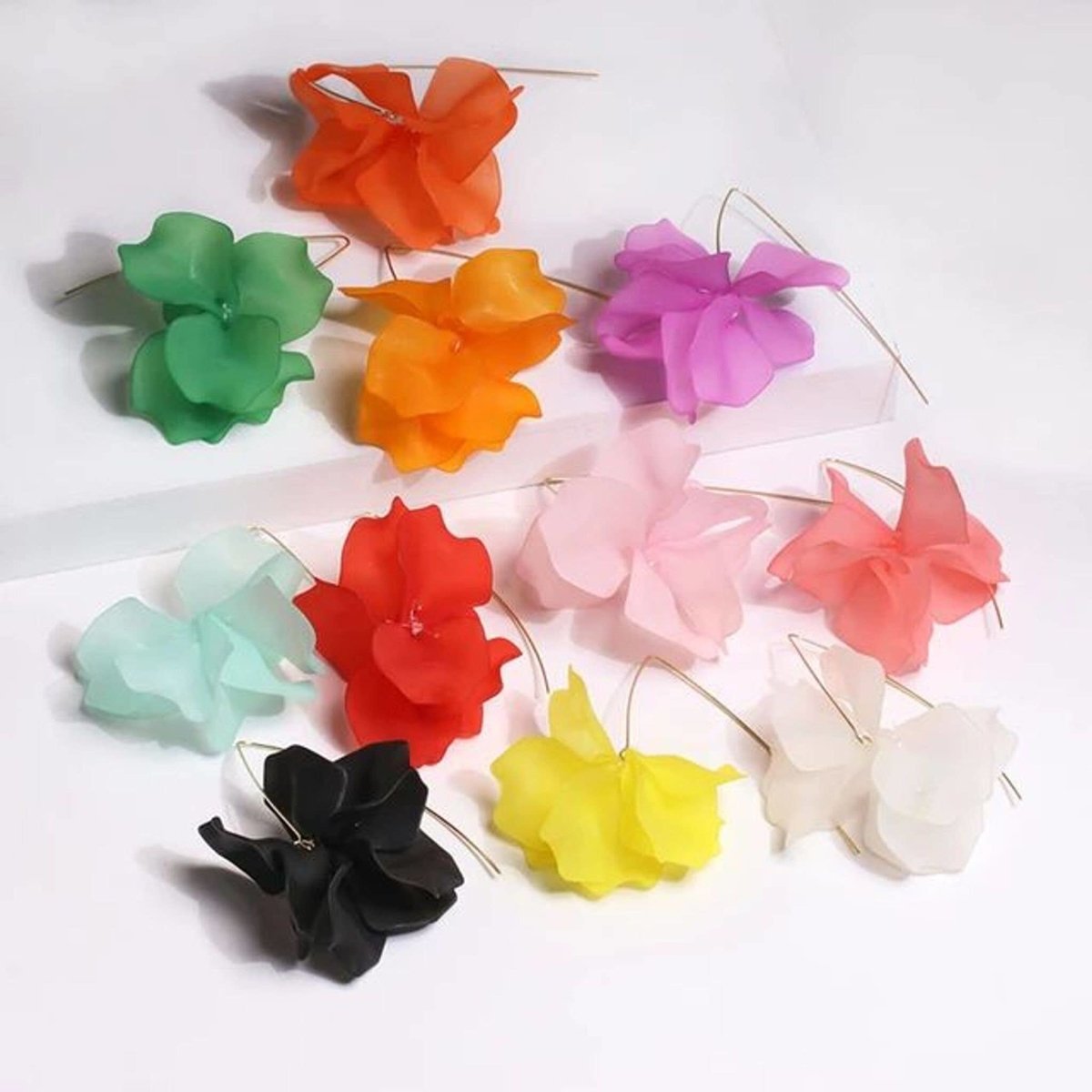Fariba - Pendientes de aro con flores primaverales