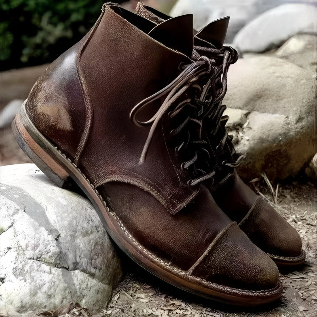 Hanzo - Botas clásicas con cordones para hombre