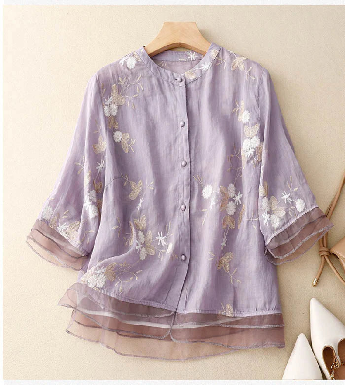 Kourtney – Elegante blusa para dama con bordado